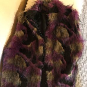 Faux fur multicolored vest